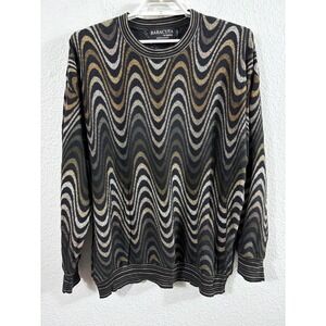 Vintage Baracuta Tundra Sweater Mens Large Multicolor Wave Knit Crewneck Canada